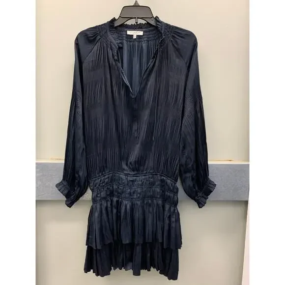 Current Air | Dark Navy Aurelie Pleated Mini Dress MSRP$148 - Picture 6 of 10